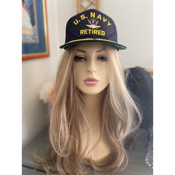 US Navy Cap Retired Snap Back Baseball Blue Embroidered OS Naval Aviation Wings - Picture 10 of 16